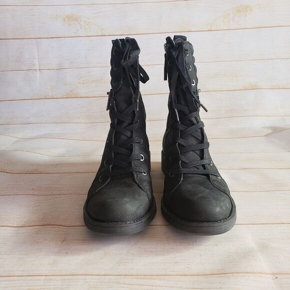 Nine West Leather Lace Up Quilted Distressed Round Toe Ankle Boots Booties 8 M - Picture 8 of 16